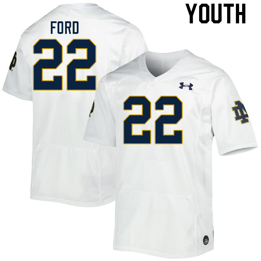 Youth #22 Devyn Ford Notre Dame Fighting Irish College Football Jerseys Stitched Sale-White - Click Image to Close